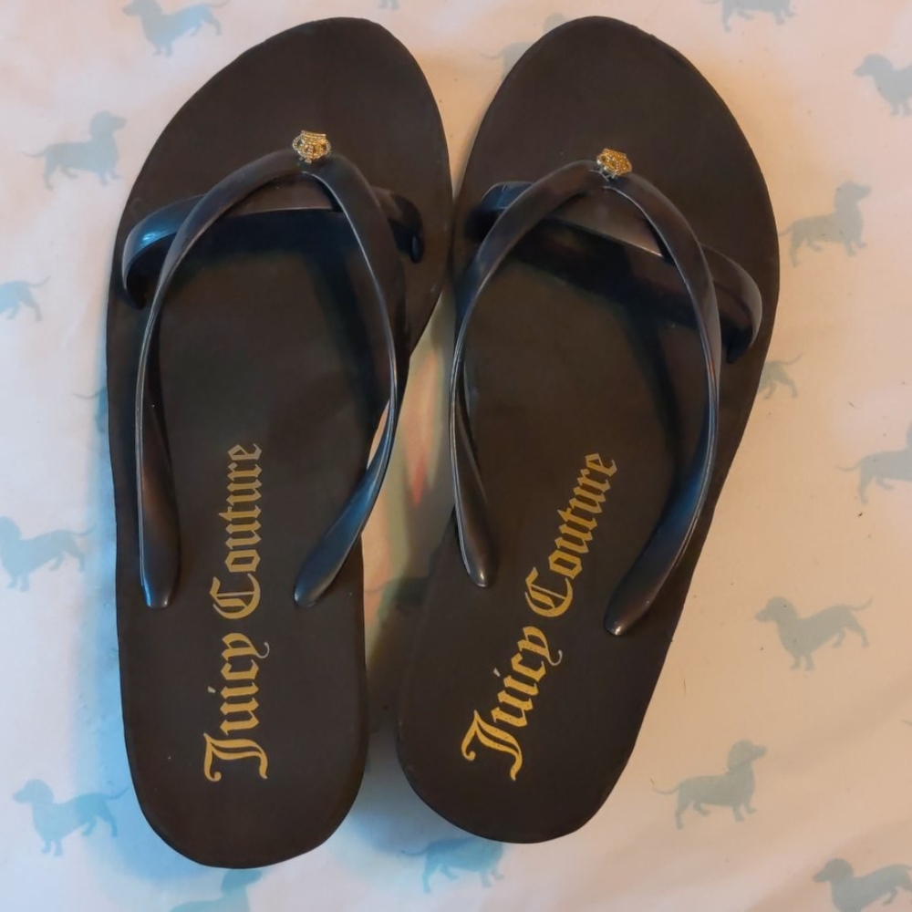 Juicy couture black wedge strap sandals